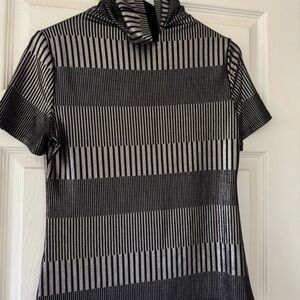Striped Black and Gray Women's Top
